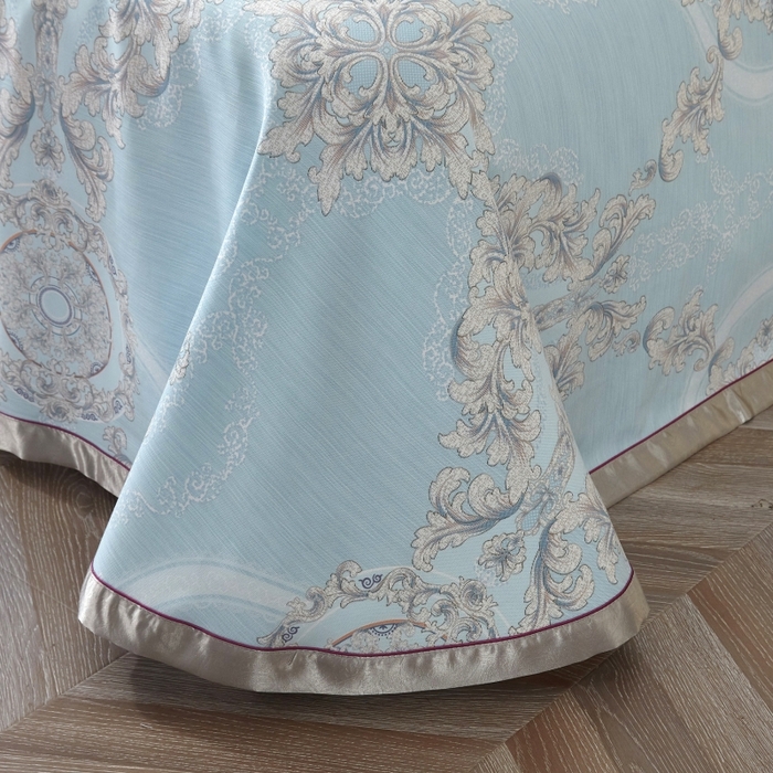 91家纺网 家纺一手货源 找家纺 威克凯丽 2025新款活性印花款纯竹纤维软凉席三件套 罗密花径-兰