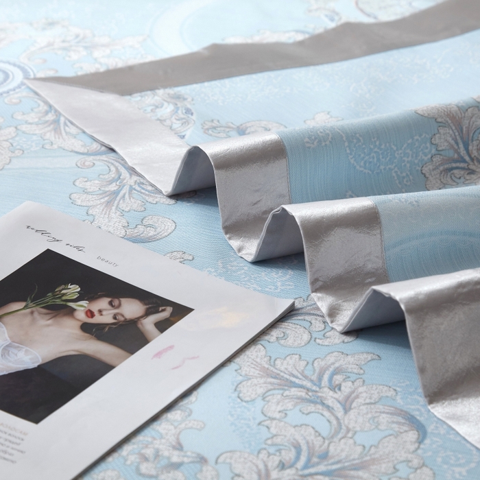 91家纺网 家纺一手货源 找家纺 威克凯丽 2025新款活性印花款纯竹纤维软凉席三件套 罗密花径-兰