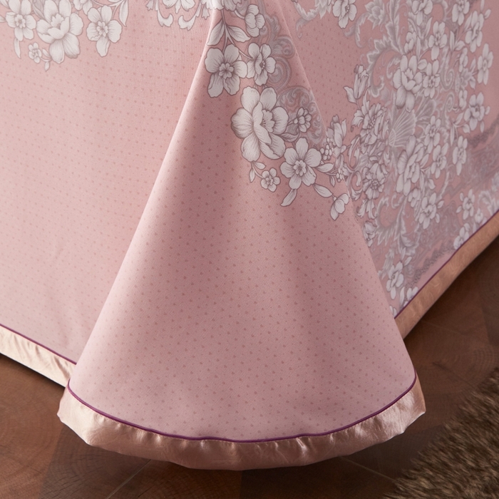 91家纺网 家纺一手货源 找家纺 威克凯丽 2025新款活性印花款纯竹纤维软凉席三件套 轻诗漫语-粉