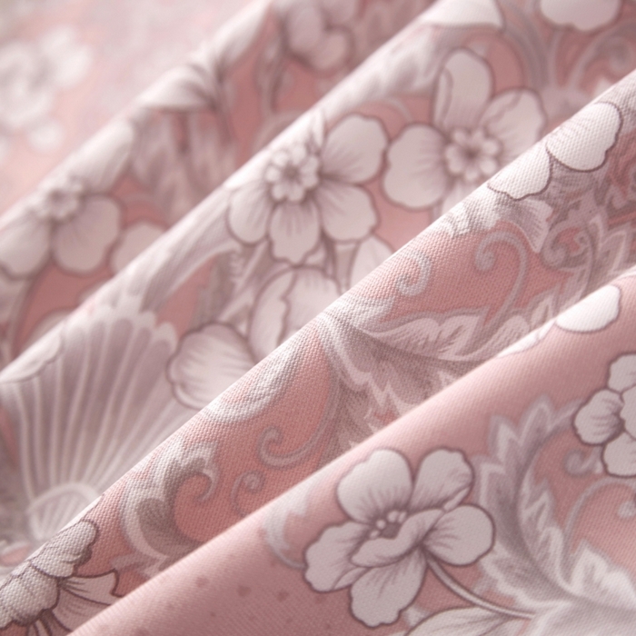 91家纺网 家纺一手货源 找家纺 威克凯丽 2025新款活性印花款纯竹纤维软凉席三件套 轻诗漫语-粉