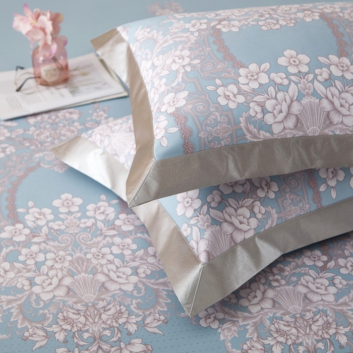 91家纺网 家纺一手货源 找家纺 威克凯丽 2025新款活性印花款纯竹纤维软凉席三件套 轻诗漫语-兰