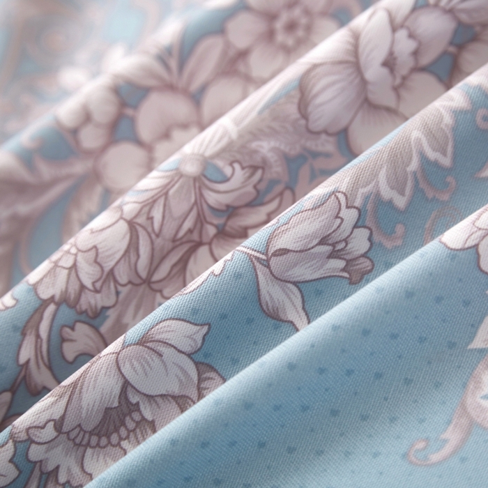 91家纺网 家纺一手货源 找家纺 威克凯丽 2025新款活性印花款纯竹纤维软凉席三件套 轻诗漫语-兰