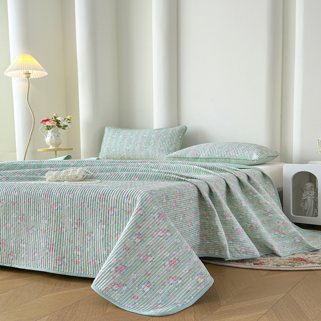 91家纺网 家纺一手货源 找家纺 （总）橘夏家纺 2025新款莱赛尔天丝轻奢风多功能床盖三件套软凉席盖毯 