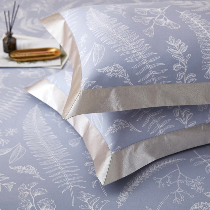 91家纺网 家纺一手货源 找家纺 威克凯丽 2025新款活性印花款纯竹纤维软凉席三件套 叶恵美-蓝