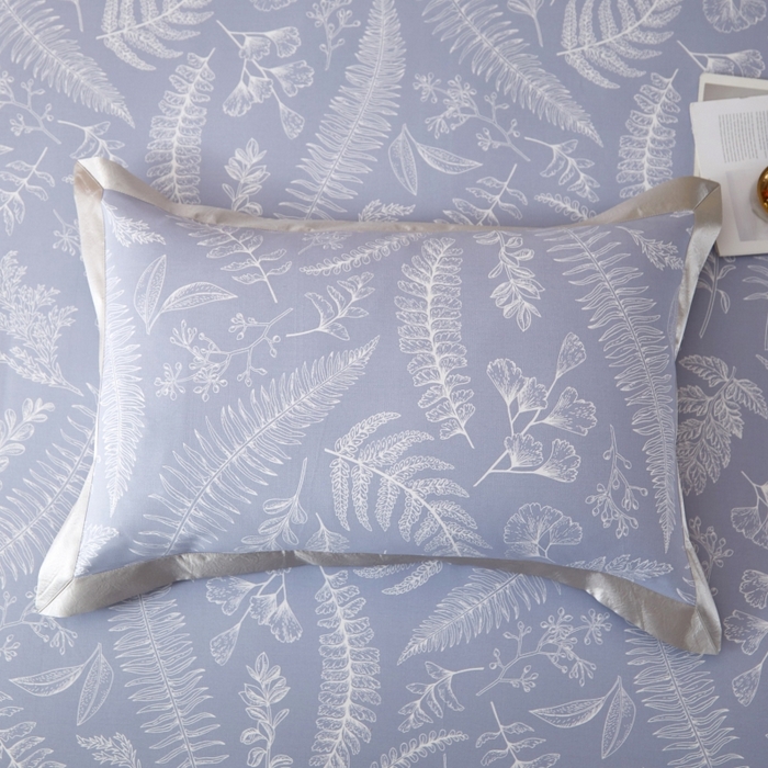 91家纺网 家纺一手货源 找家纺 威克凯丽 2025新款活性印花款纯竹纤维软凉席三件套 叶恵美-蓝