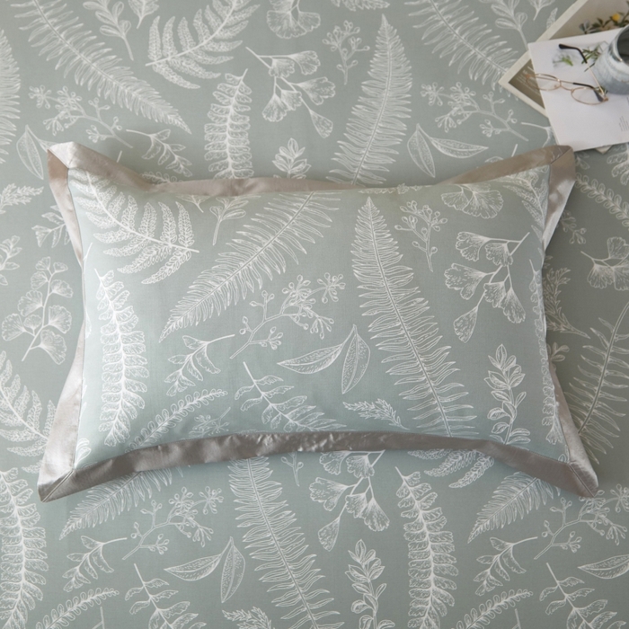 91家纺网 家纺一手货源 找家纺 威克凯丽 2025新款活性印花款纯竹纤维软凉席三件套 叶恵美-绿