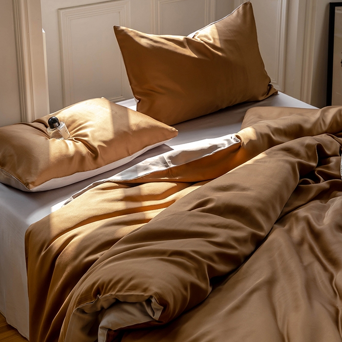 91家纺网 家纺一手货源 找家纺 （总）威克凯丽 2025新款60支纯色兰精天丝四件套--风格一