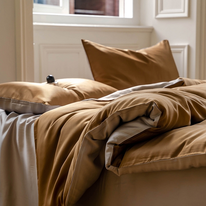 91家纺网 家纺一手货源 找家纺 （总）威克凯丽 2025新款60支纯色兰精天丝四件套--风格一