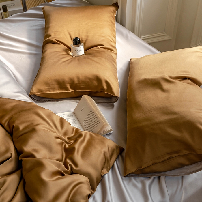 91家纺网 家纺一手货源 找家纺 （总）威克凯丽 2025新款60支纯色兰精天丝四件套--风格一