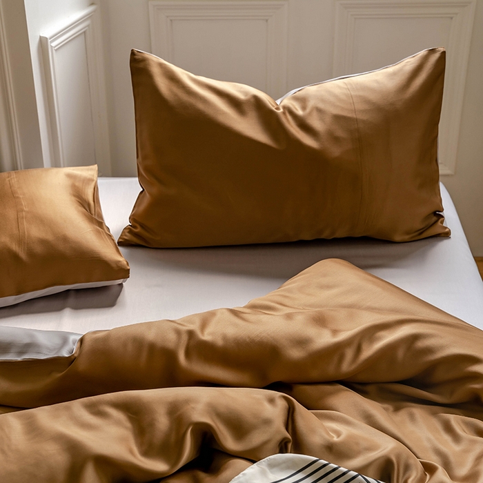 91家纺网 家纺一手货源 找家纺 威克凯丽 2025新款60支纯色兰精天丝四件套--风格一 敦煌色-曙光银