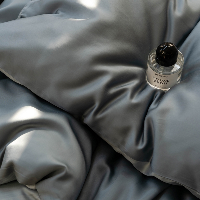 91家纺网 家纺一手货源 找家纺 威克凯丽 2025新款60支纯色兰精天丝四件套--风格一 灰蓝色-冰川灰