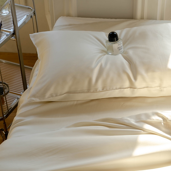 91家纺网 家纺一手货源 找家纺 威克凯丽 2025新款60支纯色兰精天丝四件套--风格一 极地白