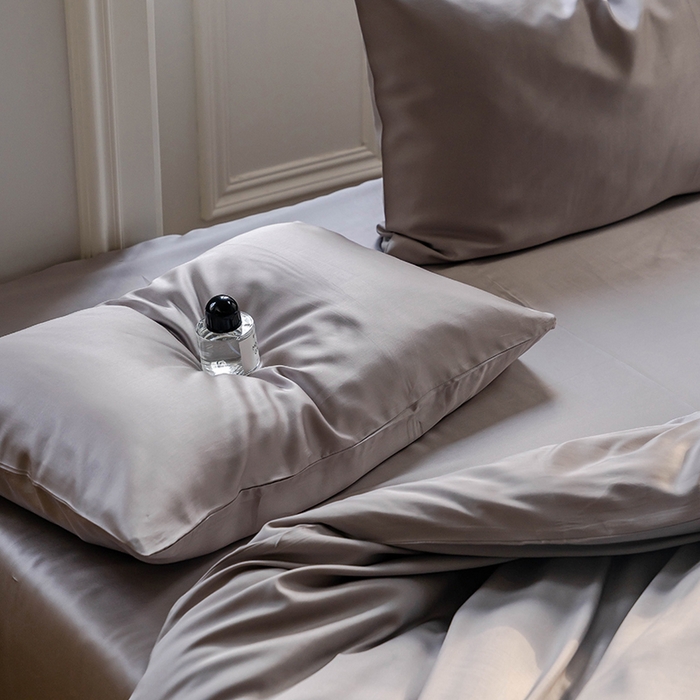 91家纺网 家纺一手货源 找家纺 威克凯丽 2025新款60支纯色兰精天丝四件套--风格一 岩石灰