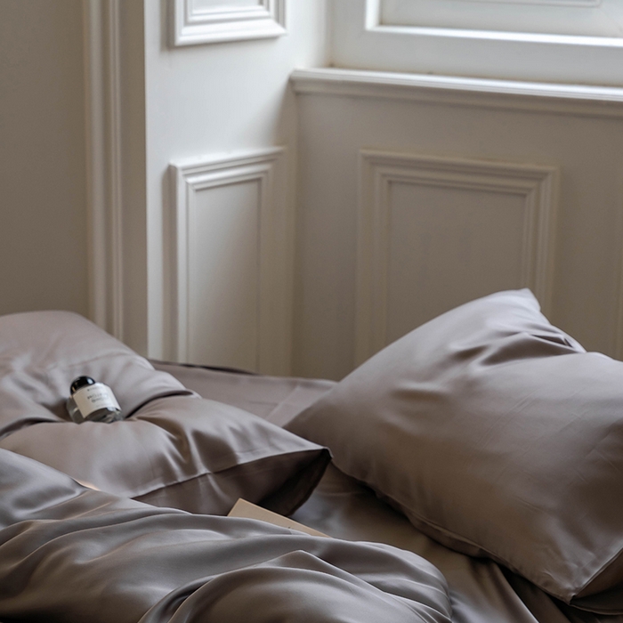 91家纺网 家纺一手货源 找家纺 威克凯丽 2025新款60支纯色兰精天丝四件套--风格一 岩石灰