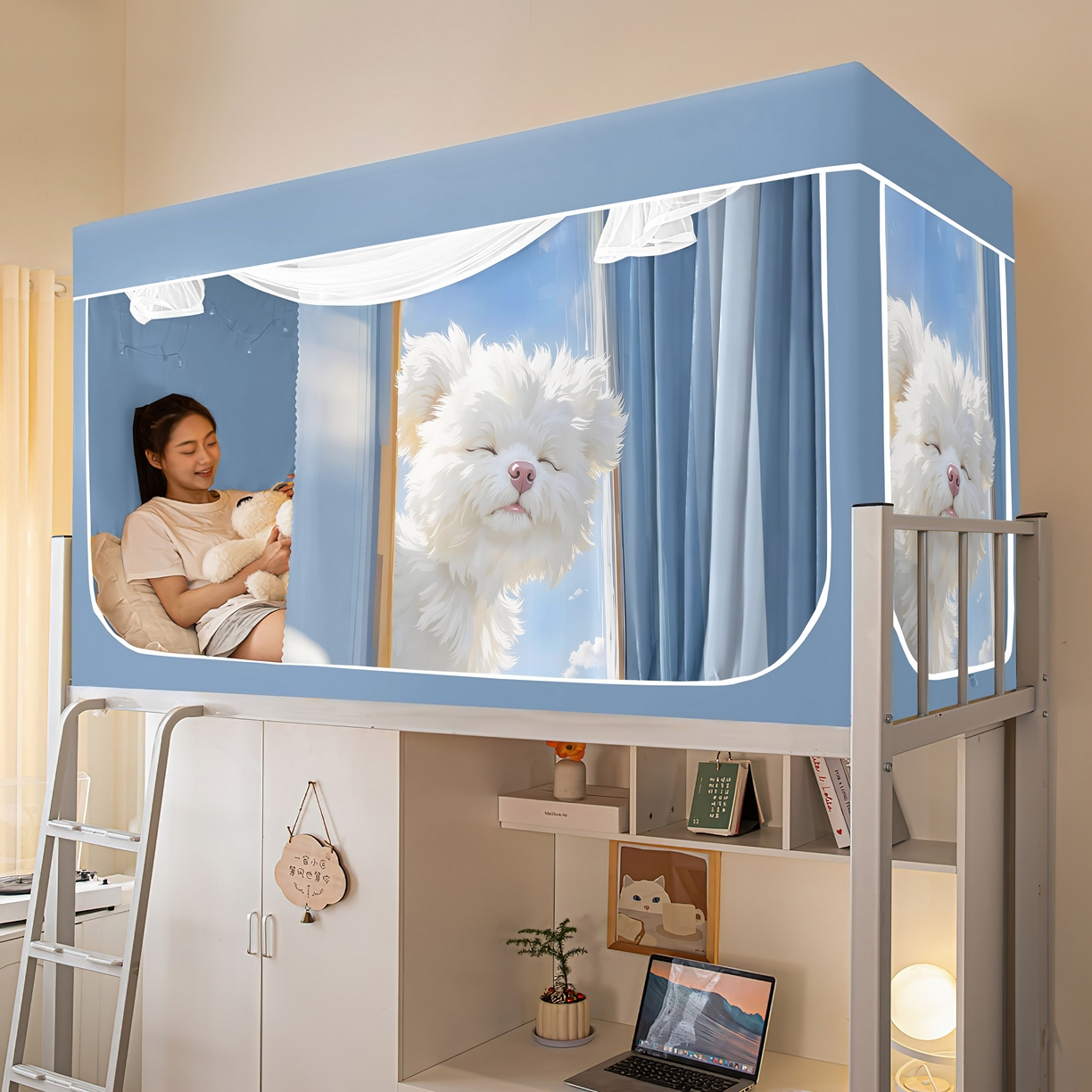 91家纺网 家纺一手货源 找家纺 （总）艾晶美家纺有限公司 2025新款印花坐床遮光布帘蚊帐国风卡通系列