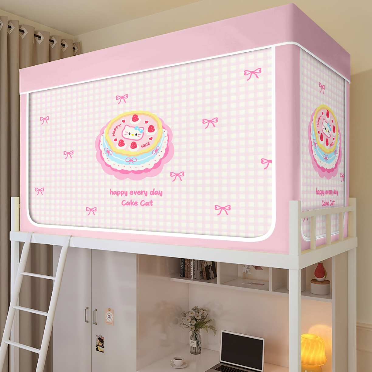 91家纺网 家纺一手货源 找家纺 （总）艾晶美家纺有限公司 2025新款印花坐床遮光布帘蚊帐国风卡通系列