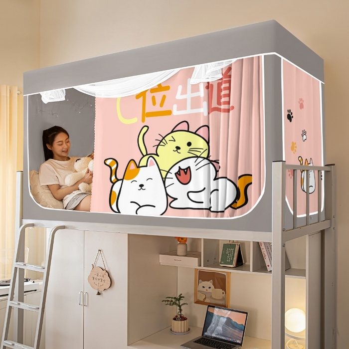 91家纺网 家纺一手货源 找家纺 （总）艾晶美家纺有限公司 2025新款印花坐床遮光布帘蚊帐国风卡通系列