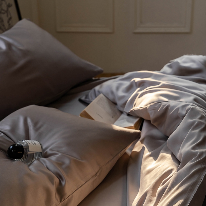 91家纺网 家纺一手货源 找家纺 威克凯丽 2025新款60支纯色兰精天丝四件套--风格一 岩石灰