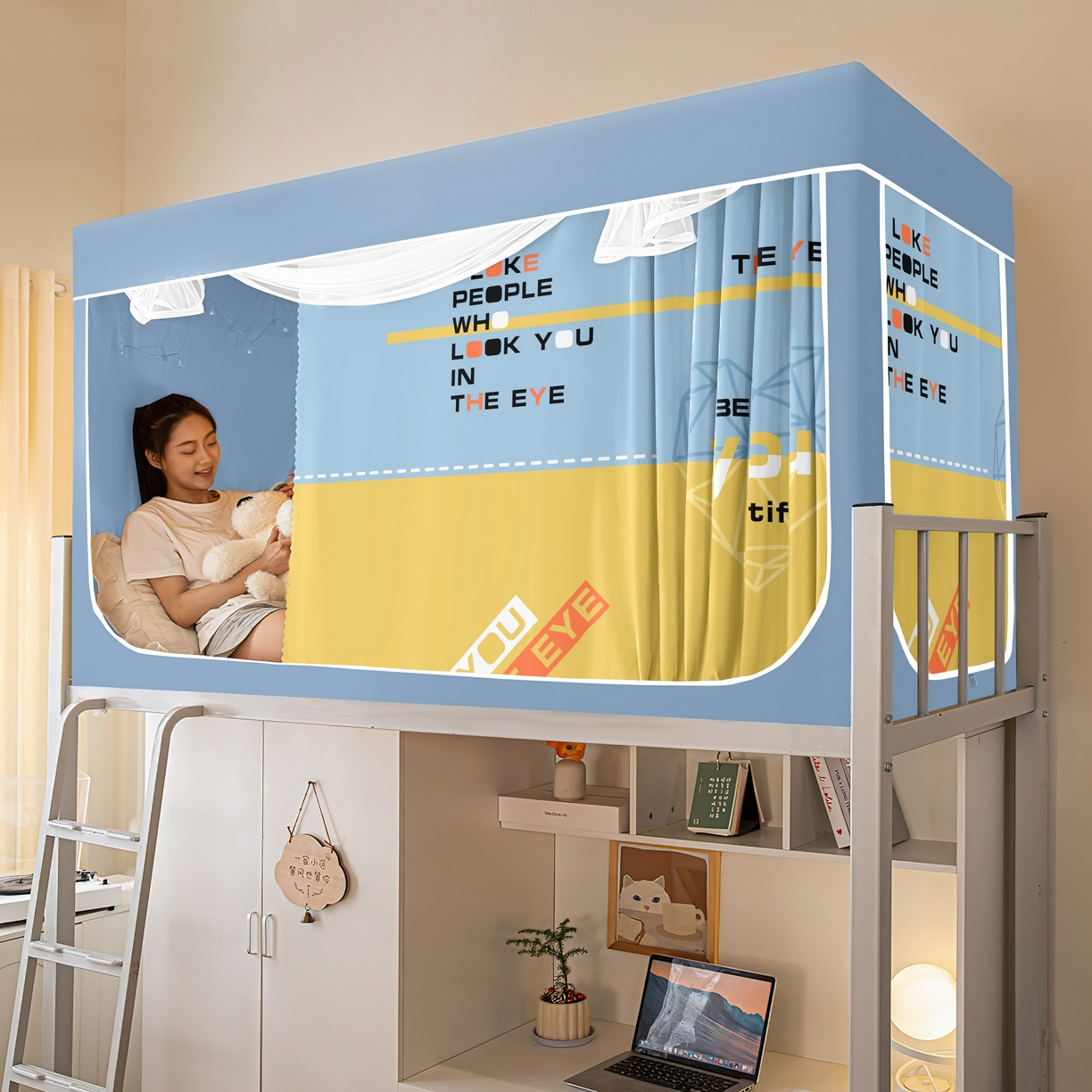 91家纺网 家纺一手货源 找家纺 （总）艾晶美家纺有限公司 2025新款印花坐床遮光布帘蚊帐国风卡通系列