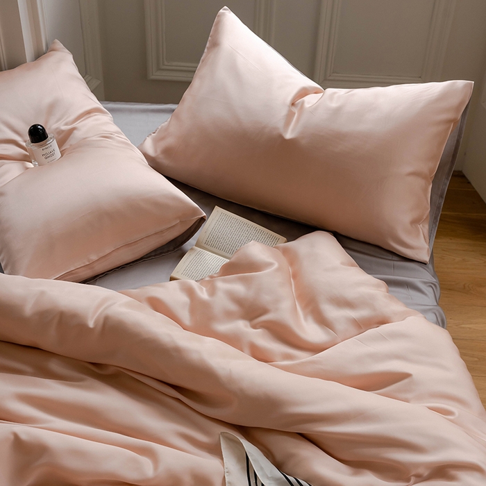 91家纺网 家纺一手货源 找家纺 威克凯丽 2025新款60支纯色兰精天丝四件套--风格一 月光色-岩石灰