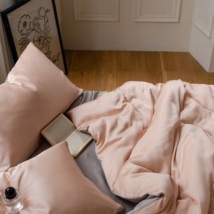 91家纺网 家纺一手货源 找家纺 威克凯丽 2025新款60支纯色兰精天丝四件套--风格一 月光色-岩石灰