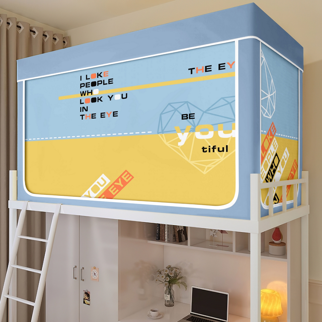 91家纺网 家纺一手货源 找家纺 艾晶美家纺有限公司 2025新款印花坐床遮光布帘蚊帐国风卡通系列 蓝海