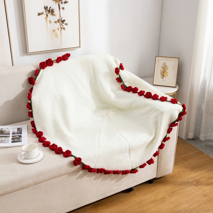 91家纺网 家纺一手货源 找家纺 （总）苏木年华 2025新款玫瑰花束毛毯网红直播多功能盖毯空调午休毯