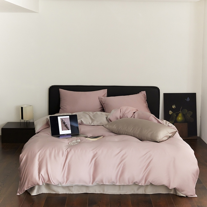 91家纺网 家纺一手货源 找家纺 （总）威克凯丽 2025新款60支纯色兰精天丝四件套--风格二