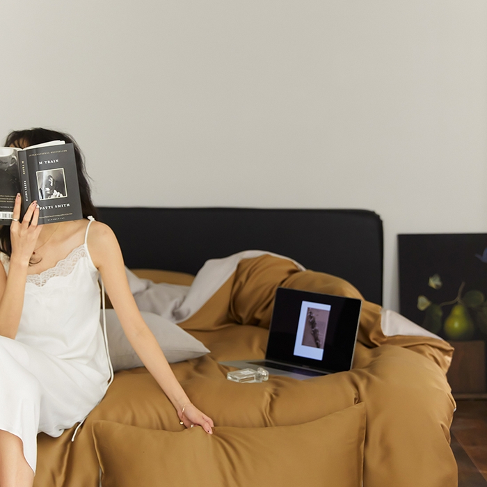 91家纺网 家纺一手货源 找家纺 威克凯丽 2025新款60支纯色兰精天丝四件套--风格二 敦煌色-曙光银