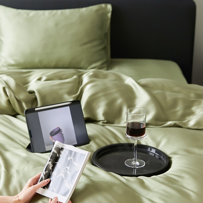 91家纺网 家纺一手货源 找家纺 威克凯丽 2025新款60支纯色兰精天丝四件套--风格二 欧芹绿