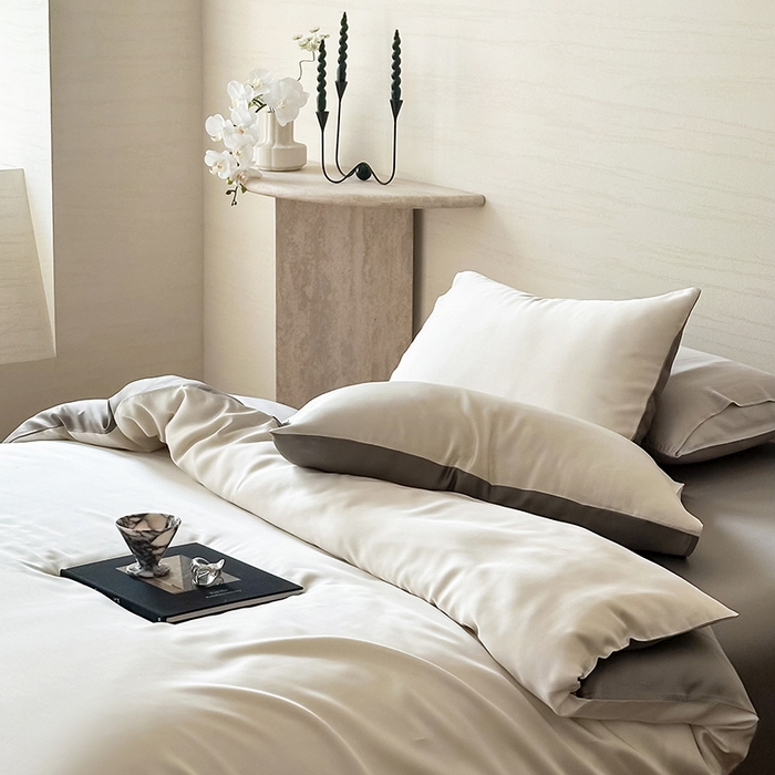 91家纺网 家纺一手货源 找家纺 威克凯丽 2025新款60支纯色兰精天丝四件套--风格二 乳蛋白-冷岩灰