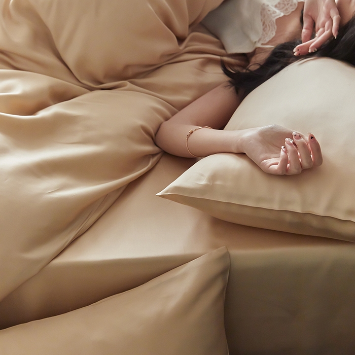 91家纺网 家纺一手货源 找家纺 威克凯丽 2025新款60支纯色兰精天丝四件套--风格二 沙茶色