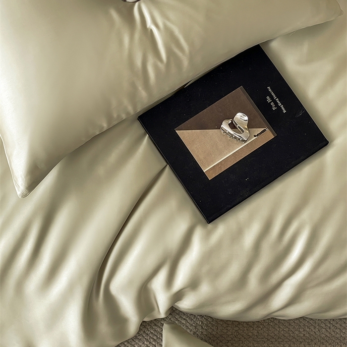 91家纺网 家纺一手货源 找家纺 威克凯丽 2025新款60支纯色兰精天丝四件套--风格二 烟轻绿