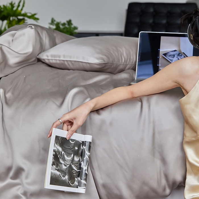 91家纺网 家纺一手货源 找家纺 威克凯丽 2025新款60支纯色兰精天丝四件套--风格二 岩石灰