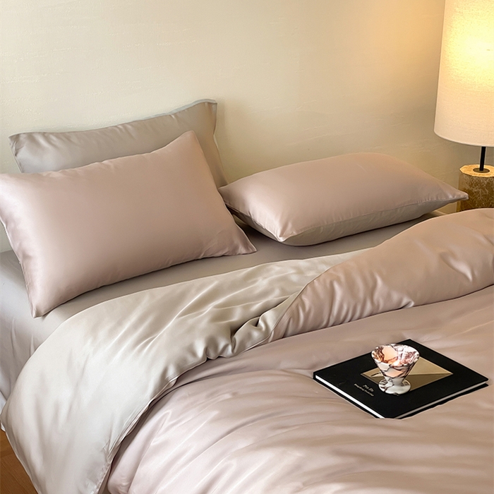 91家纺网 家纺一手货源 找家纺 威克凯丽 2025新款60支纯色兰精天丝四件套--风格二 夜影凝香-霜华银