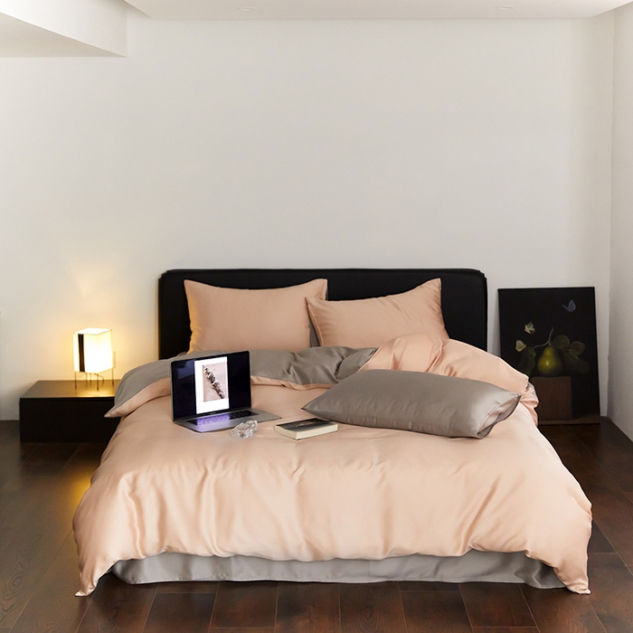 91家纺网 家纺一手货源 找家纺 威克凯丽 2025新款60支纯色兰精天丝四件套--风格二 月光色-岩石灰