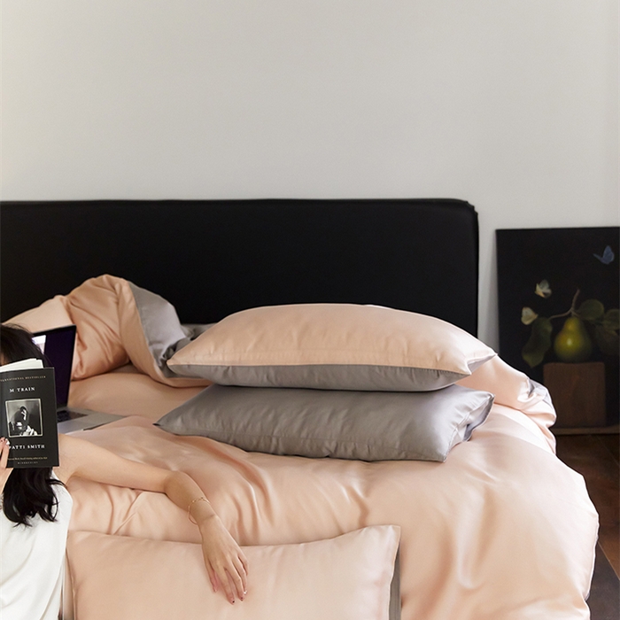 91家纺网 家纺一手货源 找家纺 威克凯丽 2025新款60支纯色兰精天丝四件套--风格二 月光色-岩石灰