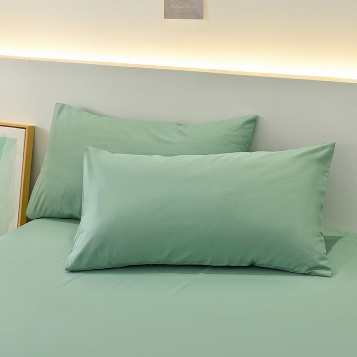 91家纺网 家纺一手货源 找家纺 启优家纺 2025新款13372全棉纯棉纯色四件套 竹青