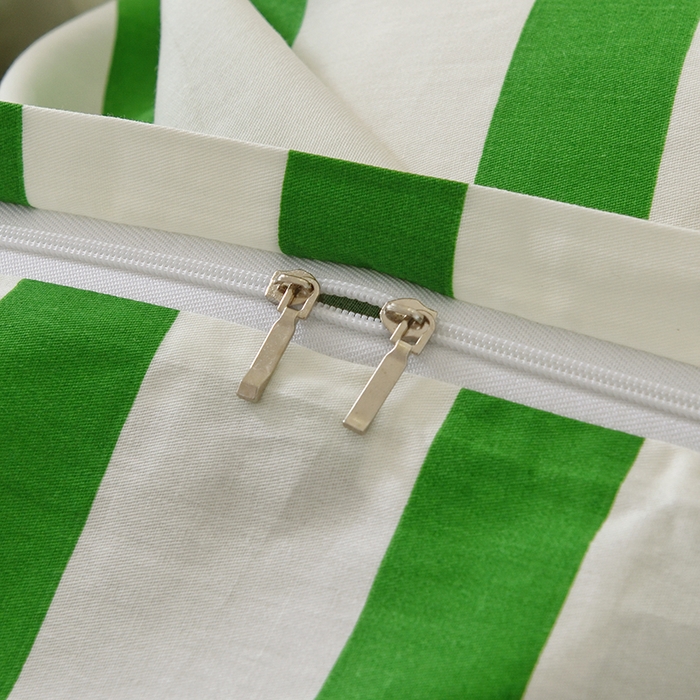 91家纺网 家纺一手货源 找家纺 启优家纺 2025新款13372全棉纯棉纯色四件套 条纹米奇-绿