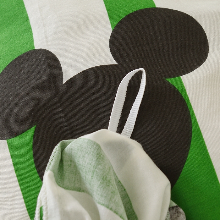 91家纺网 家纺一手货源 找家纺 启优家纺 2025新款13372全棉纯棉纯色四件套 条纹米奇-绿