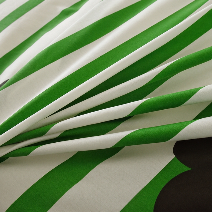 91家纺网 家纺一手货源 找家纺 启优家纺 2025新款13372全棉纯棉纯色四件套 条纹米奇-绿