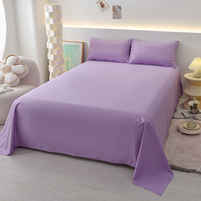 91家纺网 家纺一手货源 找家纺 启优家纺 2025新款13372全棉纯棉纯色四件套 丁香紫