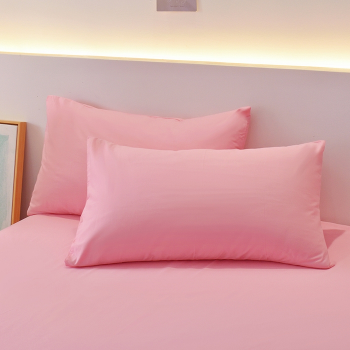 91家纺网 家纺一手货源 找家纺 启优家纺 2025新款13372全棉纯棉纯色四件套 樱花粉