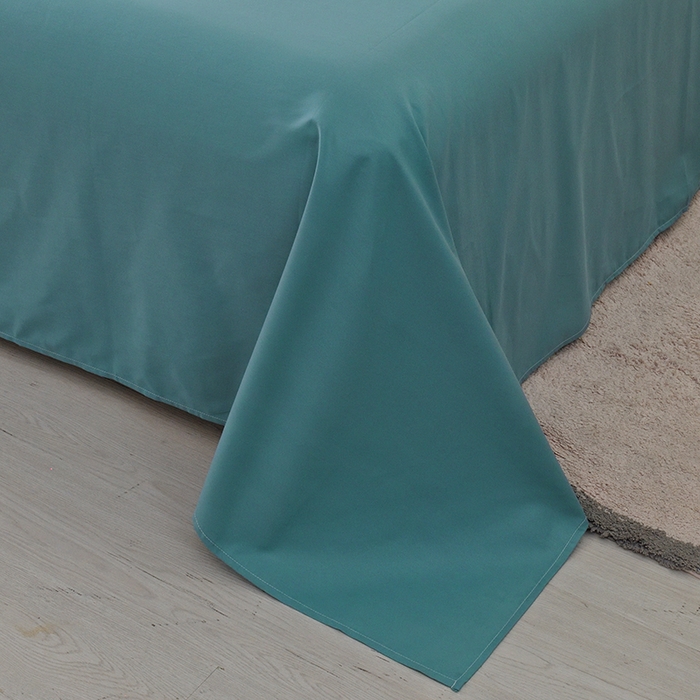 91家纺网 家纺一手货源 找家纺 启优家纺 2025新款13372全棉纯棉纯色四件套 海茵蓝