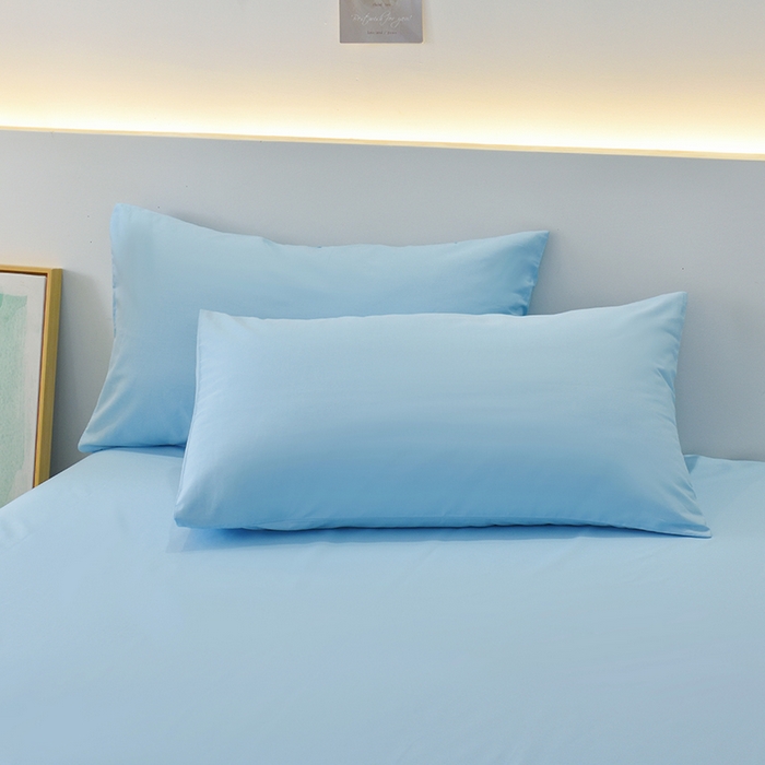 91家纺网 家纺一手货源 找家纺 启优家纺 2025新款13372全棉纯棉纯色四件套 清水蓝