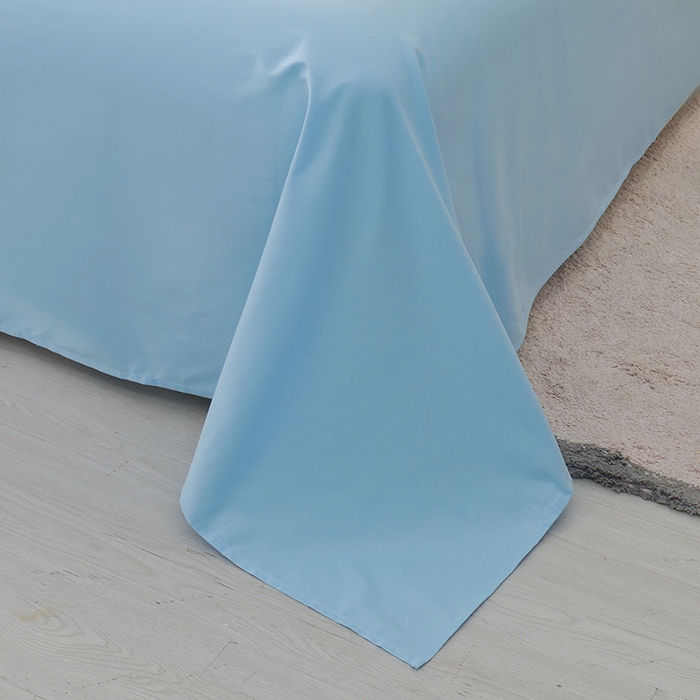 91家纺网 家纺一手货源 找家纺 启优家纺 2025新款13372全棉纯棉纯色四件套 清水蓝