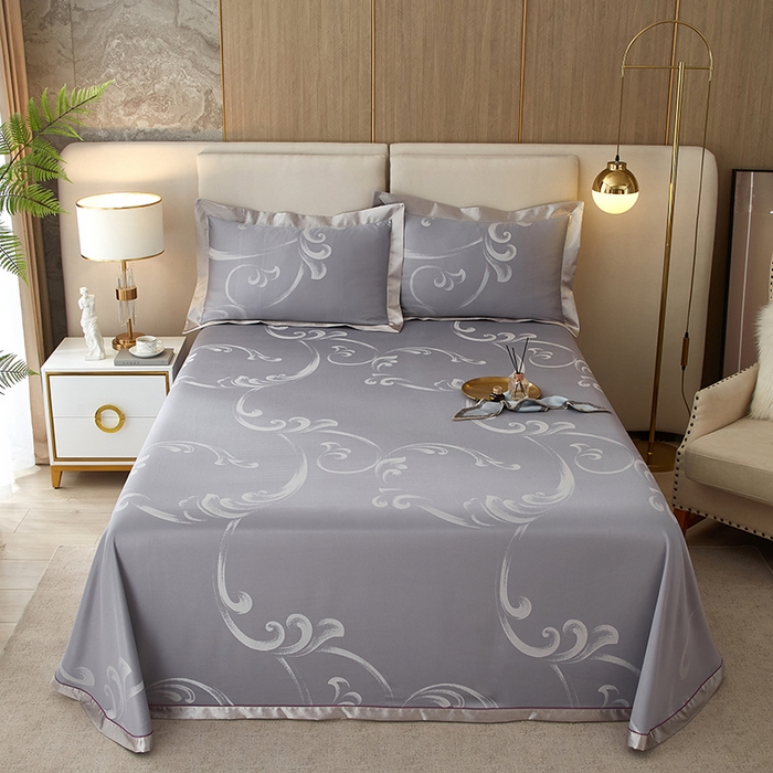 91家纺网 家纺一手货源 找家纺 威克凯丽 2025新款重磅七彩大提花纯竹纤维软凉席三件套 巴塞罗那