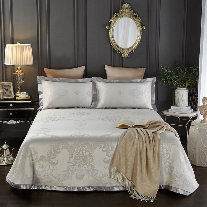 91家纺网 家纺一手货源 找家纺 （总）威克凯丽 2025新款重磅七彩大提花纯竹纤维软凉席三件套