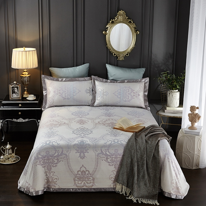 91家纺网 家纺一手货源 找家纺 威克凯丽 2025新款重磅七彩大提花纯竹纤维软凉席三件套 休斯顿