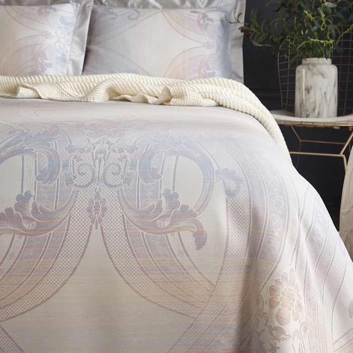 91家纺网 家纺一手货源 找家纺 威克凯丽 2025新款重磅七彩大提花纯竹纤维软凉席三件套 柏尔曼